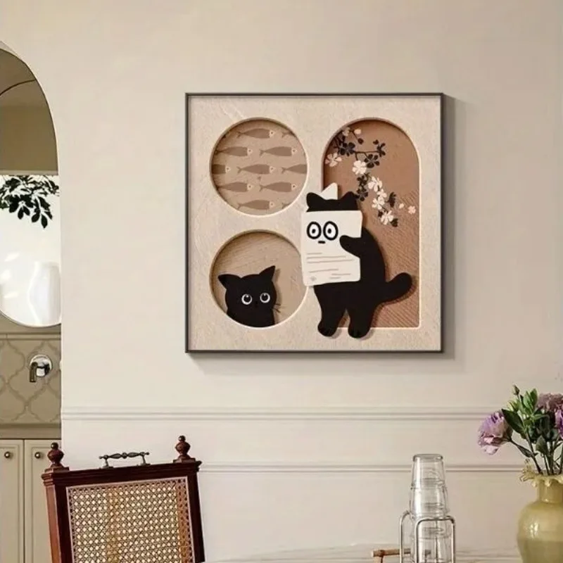 1PC Kitten Print Wall Poster Creative Hollow Look Design Apartment Interior Hanging Picture