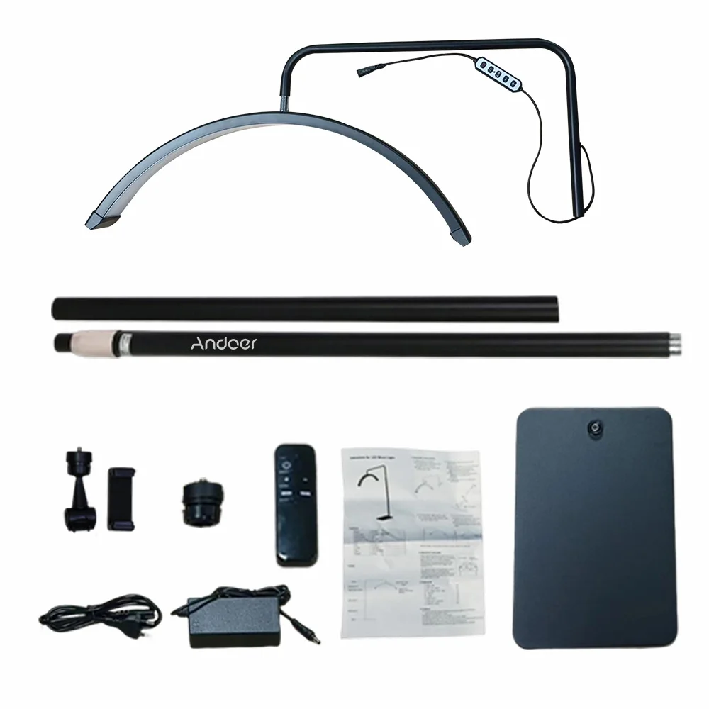 Andoer HD-M6X 36W Podłogowa lampa wideo LED w kształcie półksiężyca Światło wypełniające 3200K-5600K Możliwość przyciemniania z metalowym stojakiem