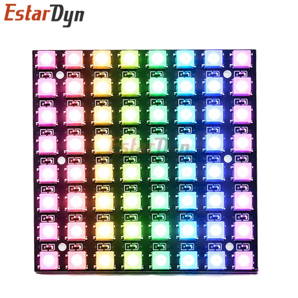 Módulo de Matriz LED RGB WS2812 5050 de 8x8 y 64 LED, Direccionable Individualmente, a Todo Color, para Animaciones DIY con ESP32