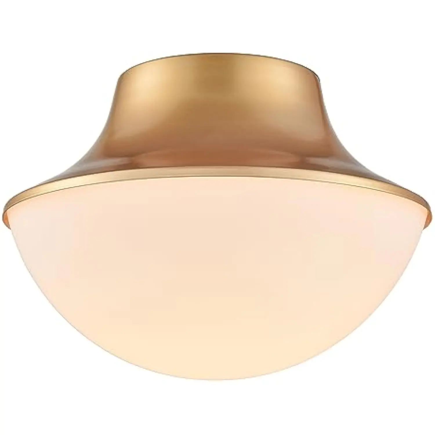 

Modern Gold Semi Flush Mount Ceiling Light Fixture Brass Metal Round Bowl Shape Milk Glass Light Fixture Ceiling Mount for Bath