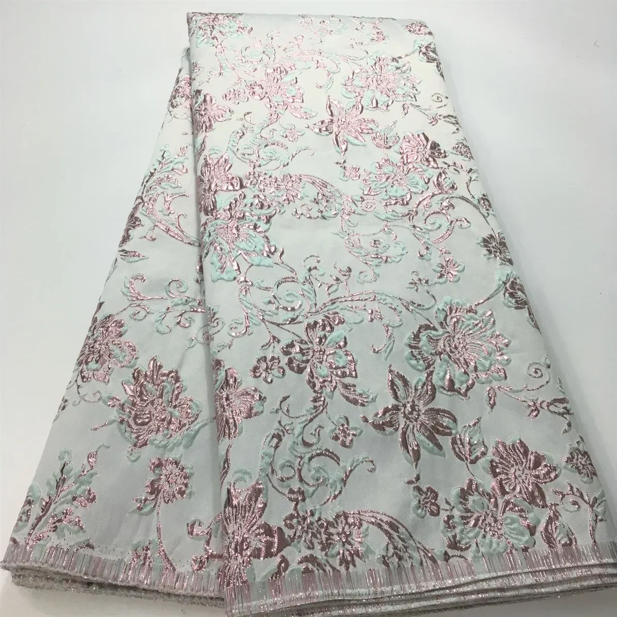 2024 New Design Jacquard Brocade Lace Fabric For Party African Organza Lace Fabric French Nigerian Wedding Lace Fabric KJK22115