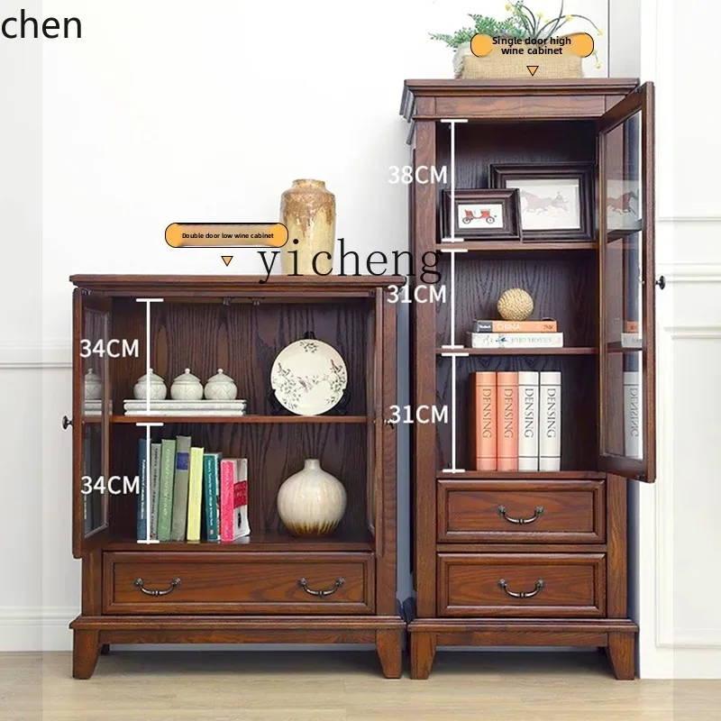 HXL جميع خزانة النبيذ الخشبية الصلبة خزانة النبيذ الزجاجية تعرض جانب التلفزيون