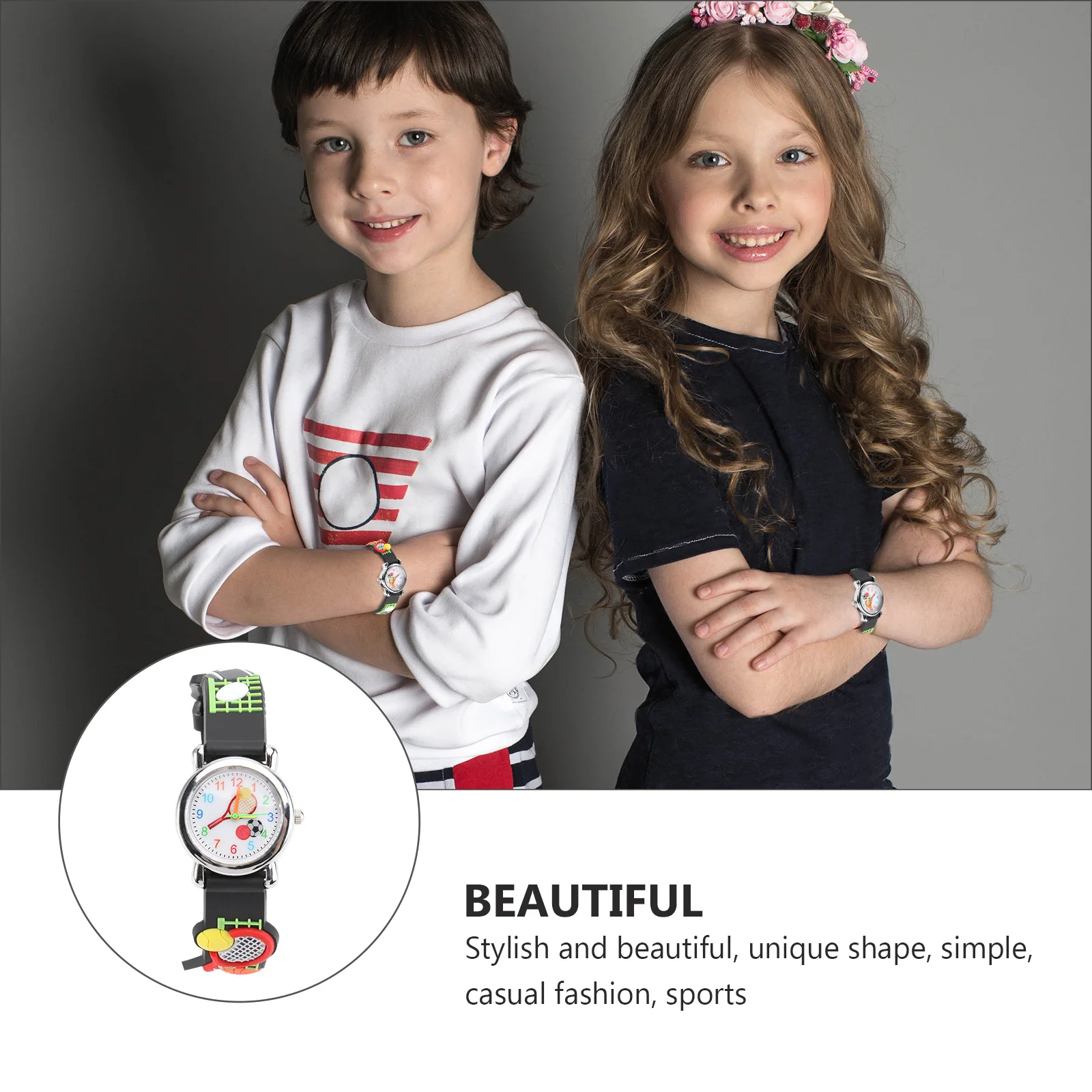 ساعة مضرب تنس ثلاثية الأبعاد متعددة الوظائف كوارتز ساعة يد بحزام مريح وإبزيم متين وتصميم فريد هدية العيد