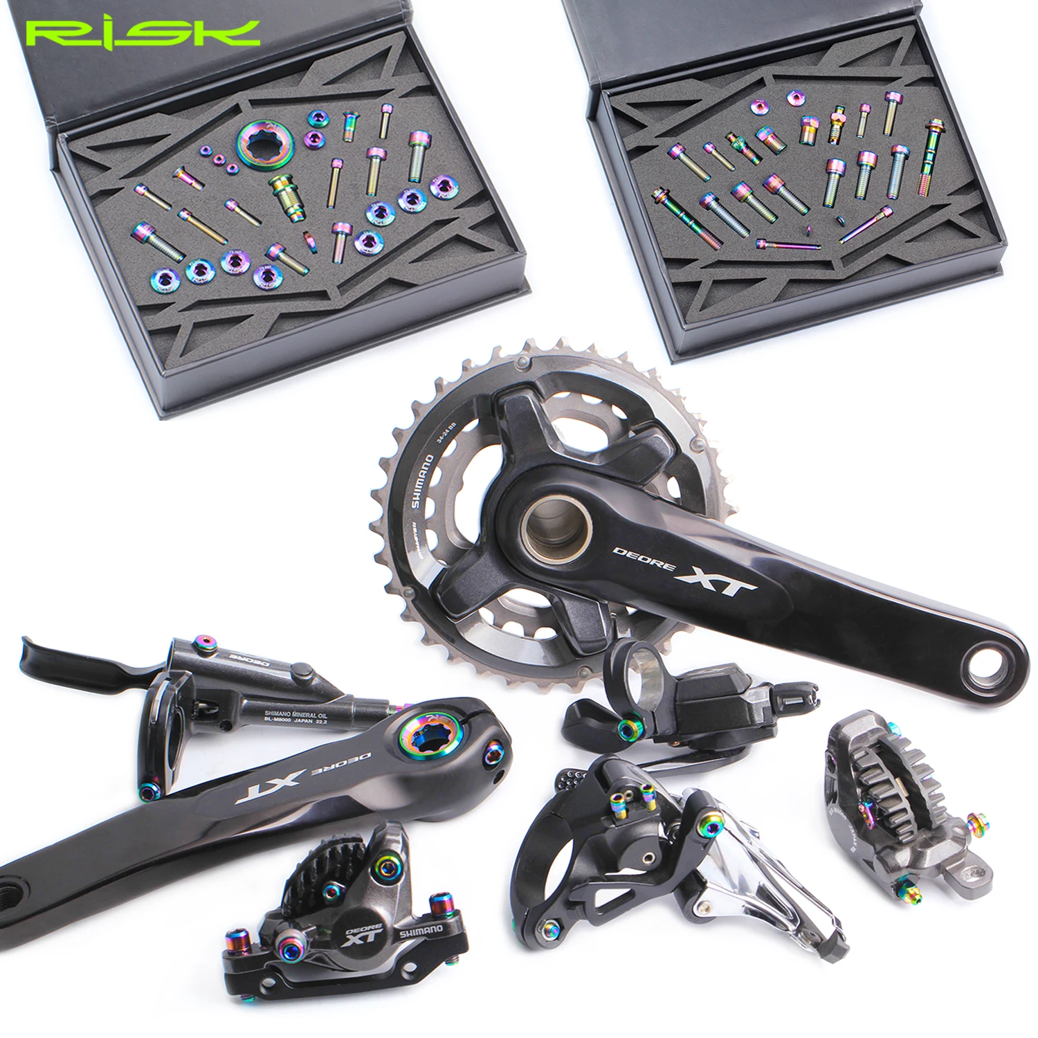 

Risk M8000 M7000 TItanium Alloy Bolts Kit, Shift Brake Screws Set, Crankset Fixing, Bleed Nipple Bolt, Retainer Pin, Bike Parts