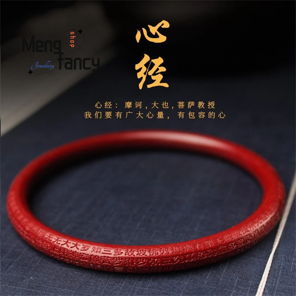 High Content Purple Gold Sand Raw Ore Cinnabar Heart Sutra Thin Round Strip Imperial Consort Aspect Bracelet High-grade Jewelry