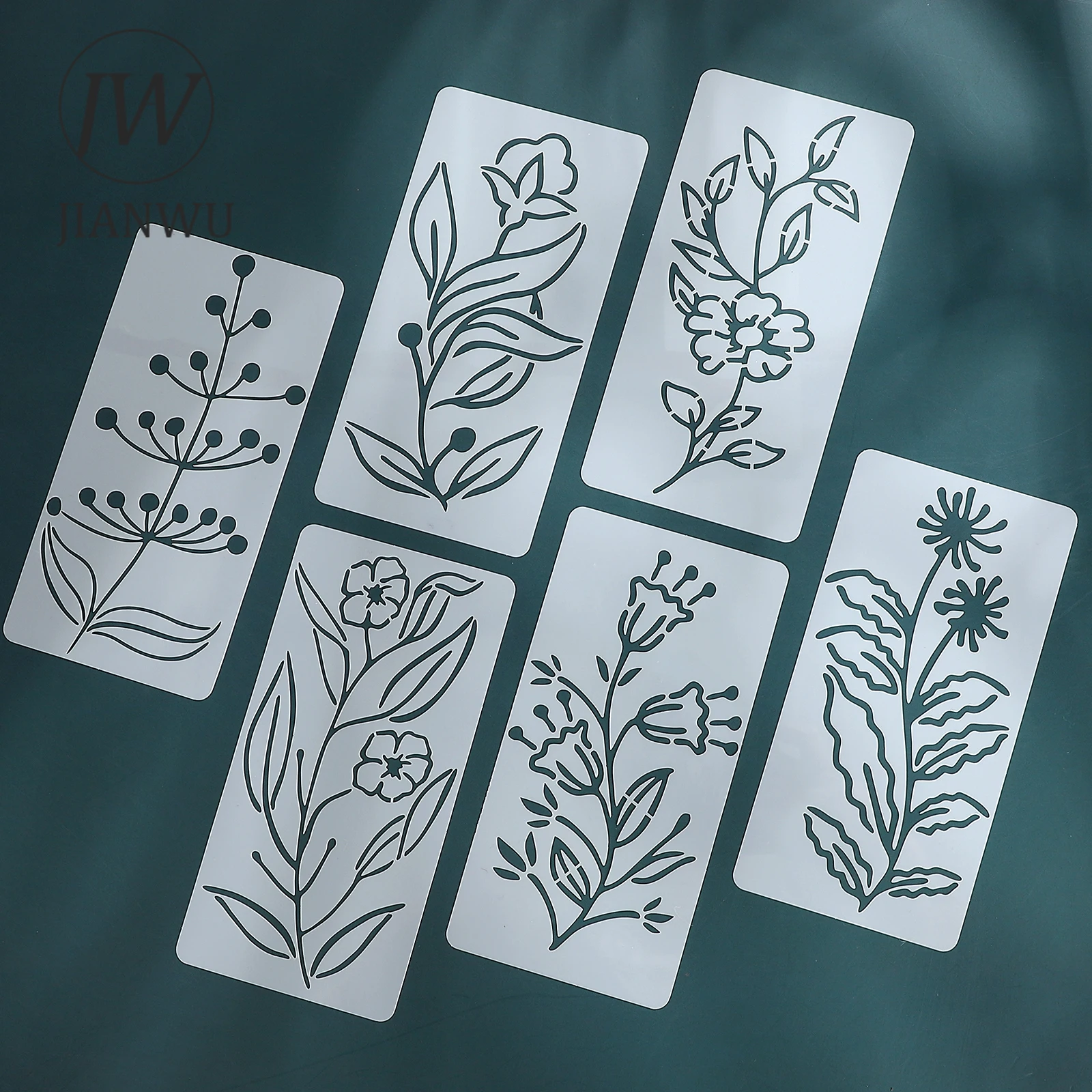 JIANWU 18 قطعة زهرة نباتية عتيقة مادة المناظر الطبيعية المجوفة قالب اللوحة الكولاج ختم الإبداعية لتقوم بها بنفسك غير المرغوب فيه مجلة القرطاسية #4