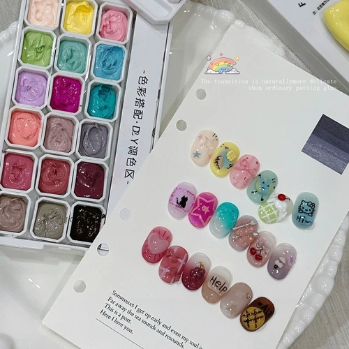 Imagen 2 del producto 18 colores gradiente Pat pintura Gel Nail Art Color degradado DIY diseño Gel barniz 4 en 1 utilizado para patrón de estampado de uñas gradiente