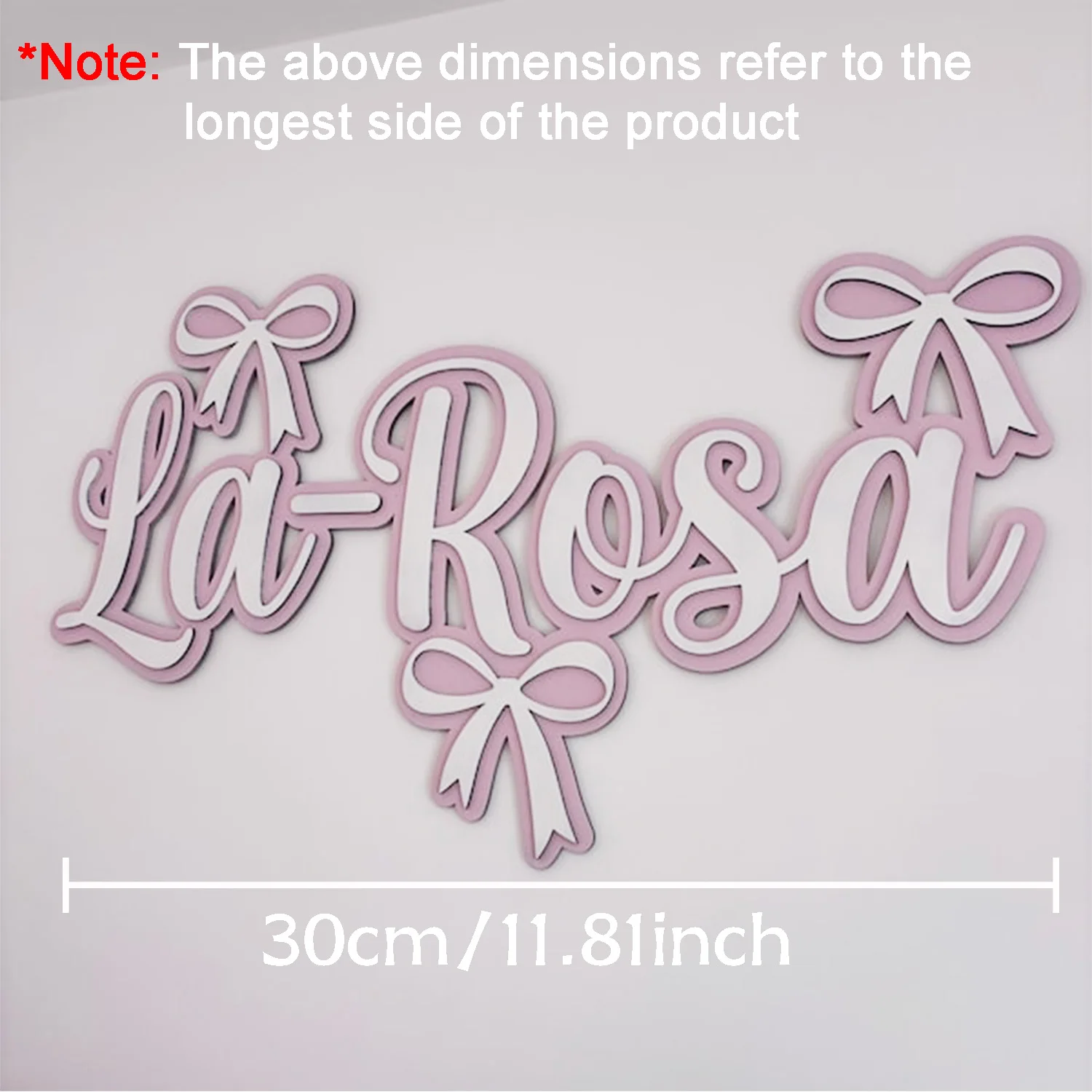 1pc Customized Double-layer Wooden Decoration Surname Brand, Cute Bow Pattern, Wall Mounted Wall Decoration Gift, Holiday Gift view 5
