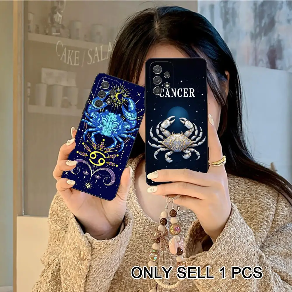 Zodiac Sign Cancer Phone Case for Samsung Galaxy A56 55 54 53 52 51 36 35 34 23 16 15 5G Soft TPU Shockproof Cover