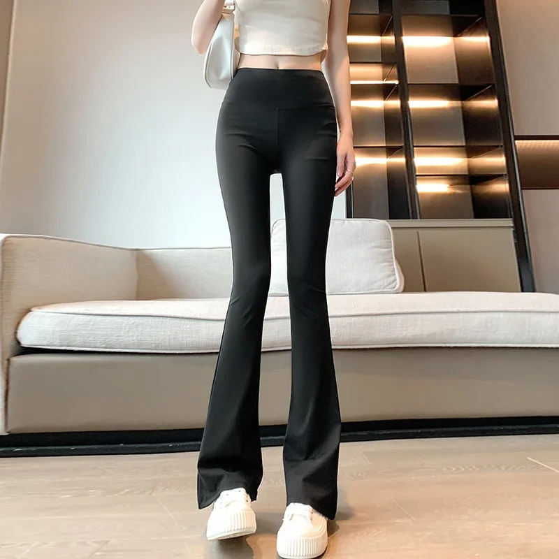 Autumn Winter High Waist Flared Shark Pants Women Adding Velvet and Thicken Leggings Stretchy Hip Liftting Sports Casual Pants