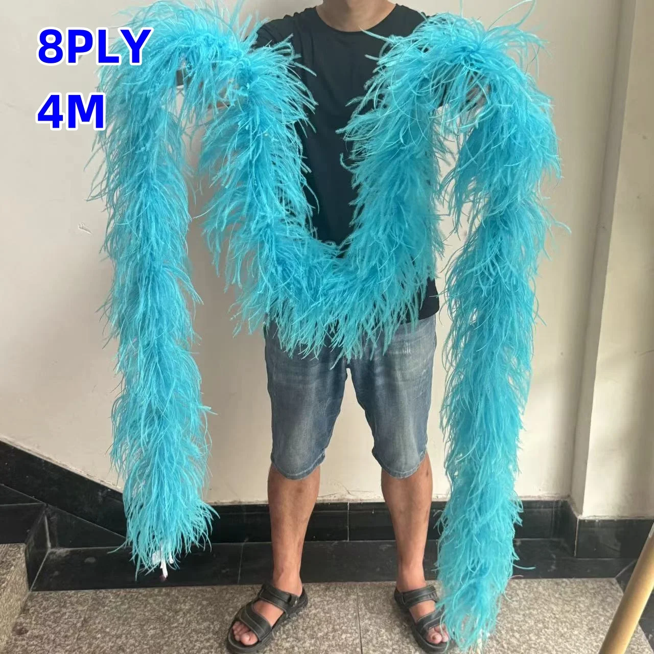 Natural Ostrich Feather Boa 6 10 12PLY Thick Feather Scarf 3M 4M DIY trim Wedding Carnival Dress Sewing Decoration Ribbon Plumes