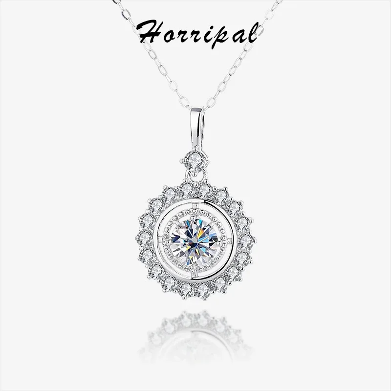 

1CT D VVS1 Moissanite Pendant Necklace for Women Full Diamond Sterling Silver Plated 18K White Gold Engagement Gift Fine Jewelry