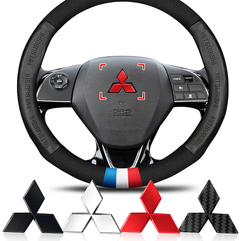 Adesivo de Emblema Central para Volante de Carro em ABS (1 unidade) - Acessórios para Mitsubishi ASX, Lancer, Pajero, Outlander, L200, Delica, Eclipse