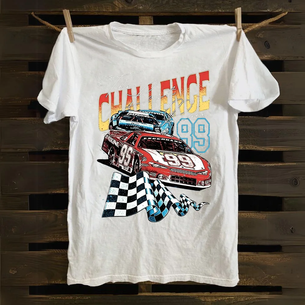 Vintage Nascar Racing Car Graphic T‑Shirt Men Retro Motorsport The Last Challenge Race Print Short Sleeve Casual Streetwear Tee