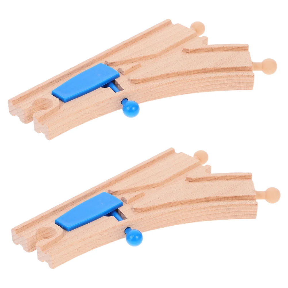 

2 Pcs Train Accessories Track Wooden Tracks for Trains Connector The Cake Decorations Game Child Rolling Ball