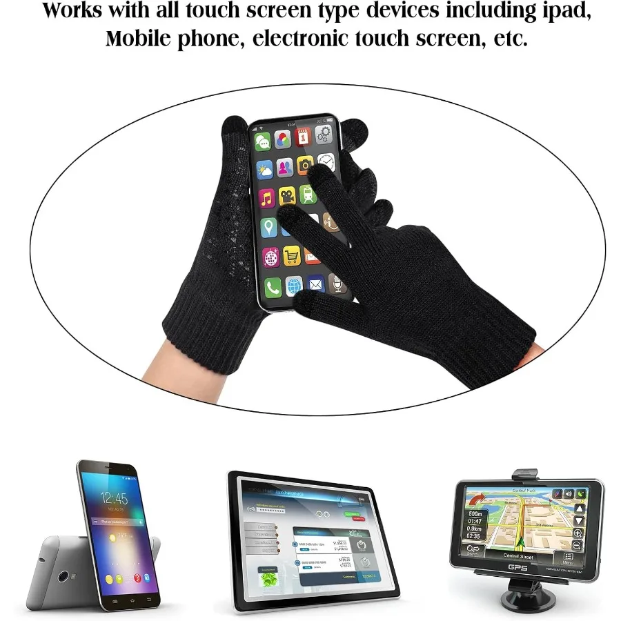 Zimowy zestaw czapka, szalik i rękawiczki dla kobiet i mężczyzn, luźna czapka beanie, ocieplacz na szyję, rękawiczki dotykowe do ekranów do użytku na zewnątrz w chłodne dni.