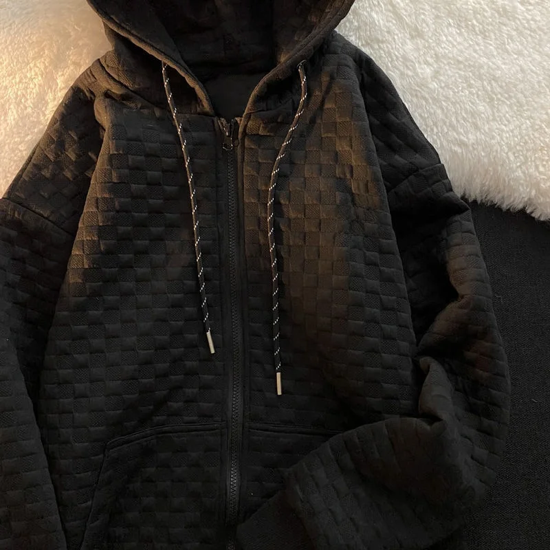 Women's Zipper Hoodie Spring Autumn Non-Fleece Open Cardigan Top Hooded Jacket Loose Fit Long Sleeve Mid-Length Commute Style