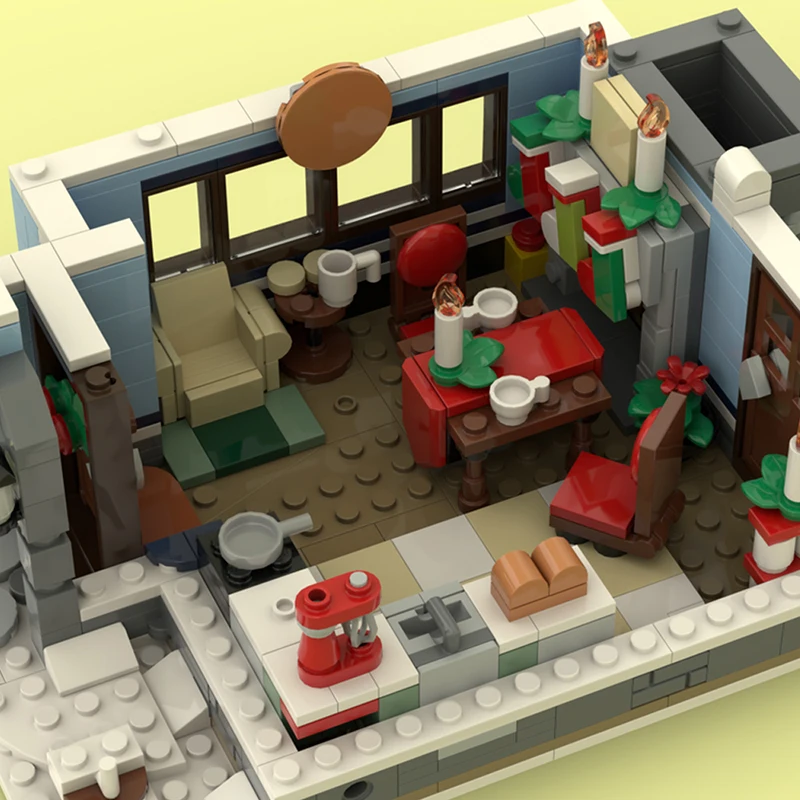 Bricklink MOC 10293 Santa's Visit Winter Village Cabin Modular Architecture Street View Sets Building Blocks Toys Christmas Gift