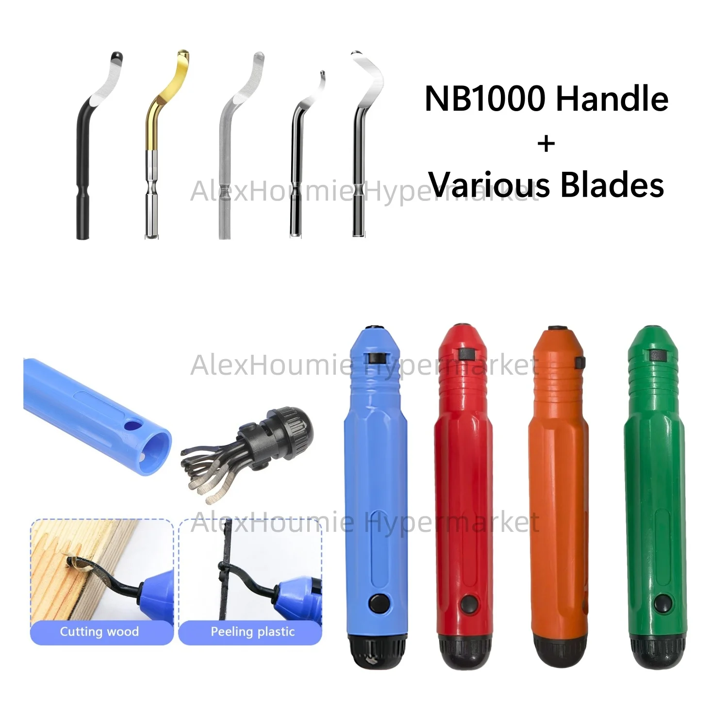 

NB1000 система удаления заусенцев с пластиковой ручкой и 10 шт. различные лезвия, ручной инструмент для удаления заусенцев для дерева, пластика, алюминия, меди, стали