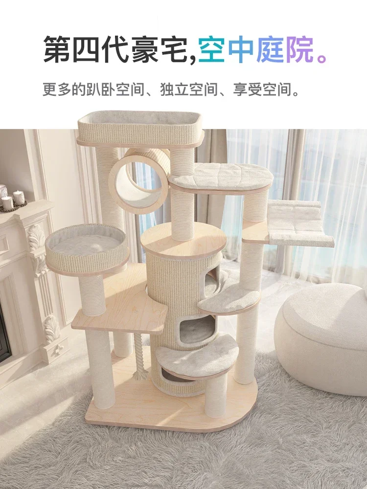 Cat Crawler, Cat Nest,  Tree Integrated Super Large Solid Wood Multi-storey  Castle Wooden Villa 220216