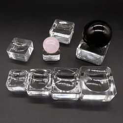 Square Glass Crystal Sphere Base Transparent Support Glass Holder Ball Display Stand Pedestal Holder Home Decoration Accessories