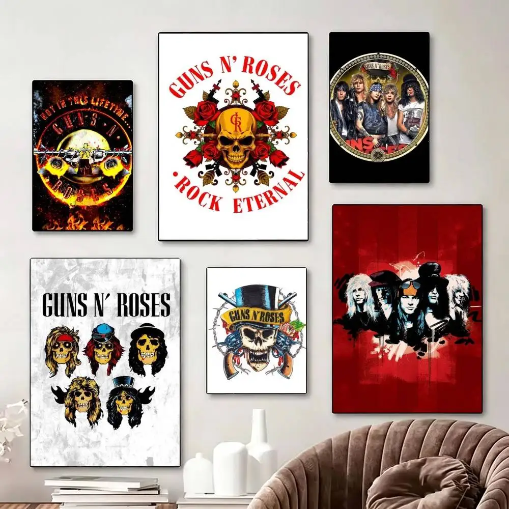 

G-Guns N R-Roses Poster Perfect Space Sticker Self Adhesive for Office Home Theater Wall Art Decor Fancy Gift
