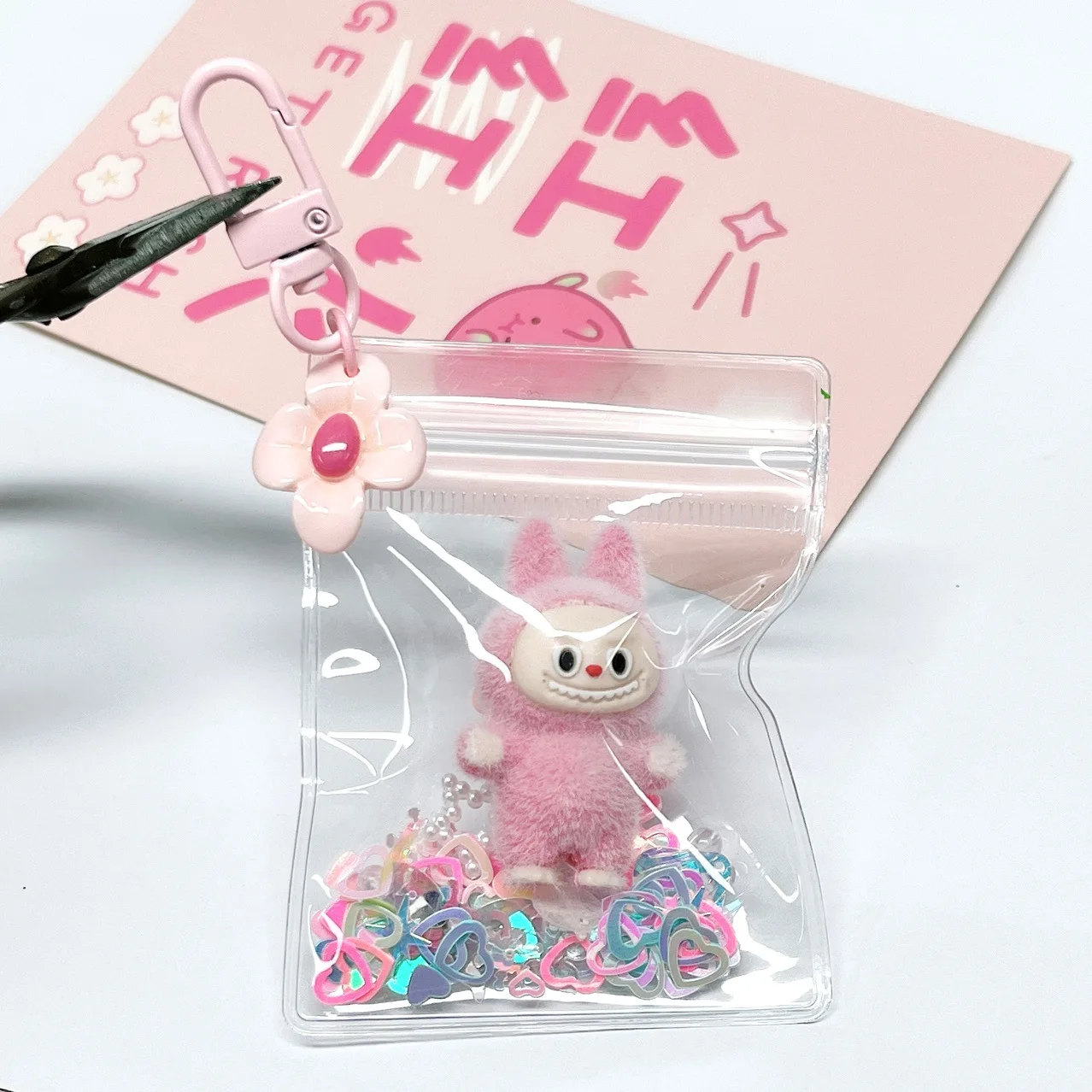 New Erchuang Plush Mini Labubu Rubble Vinyl Cute Grain Baby Walk Bag Mobile Pendant Cute Keychain Gift