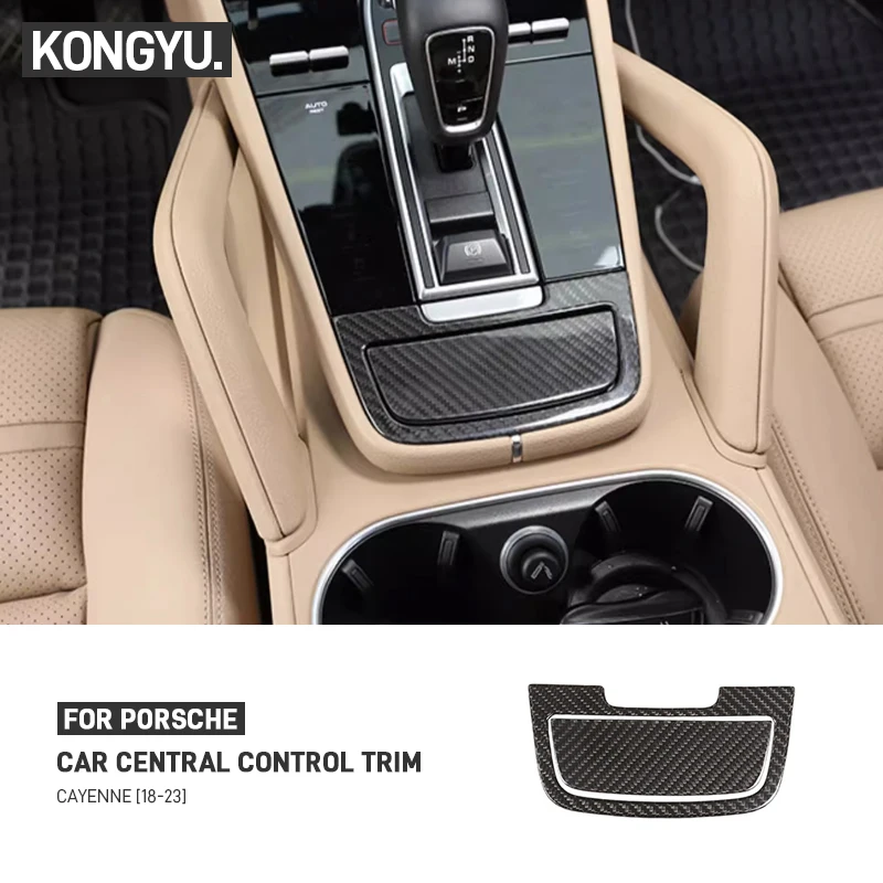 

Для Porsche Cayenne 2018-2023 настоящее углеродное волокно, центральная консоль автомобиля, пепельница, рамка, декоративная крышка, наклейка, автоаксессуары