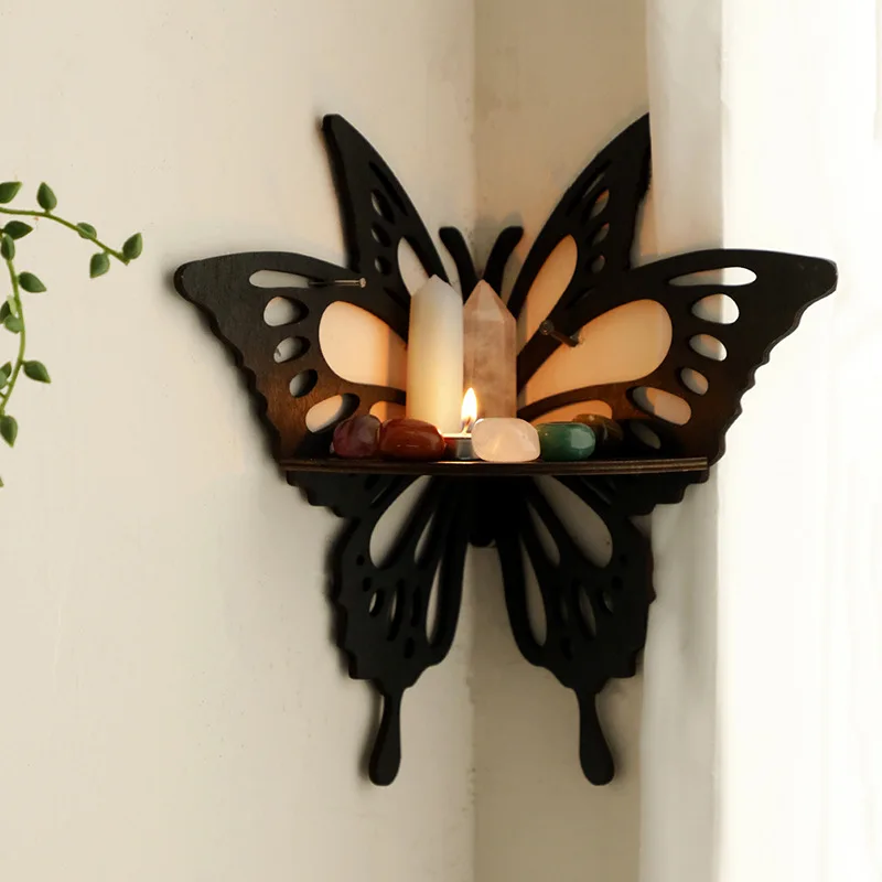 

Butterfly Corner Shelf Floating Wooden Wall Shelf Boho Home Decor Ideal Display Stand for Room Decors Aesthetic Witch Home Decor