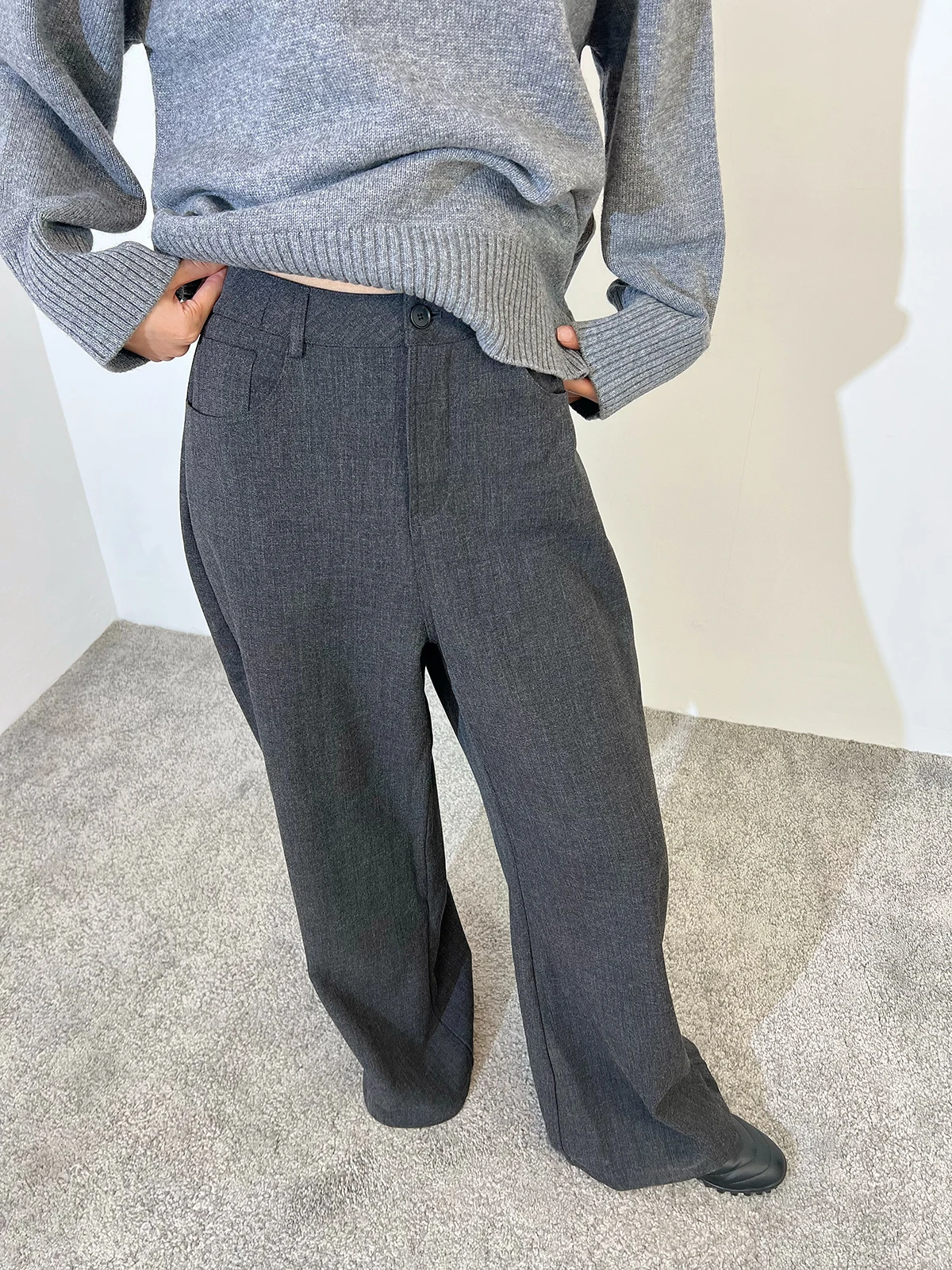 

HighLife осень-зима прямые брюки с высокой талией Thiened Fce широкие брюки Dra Sensation Commute Smart Casual брюки