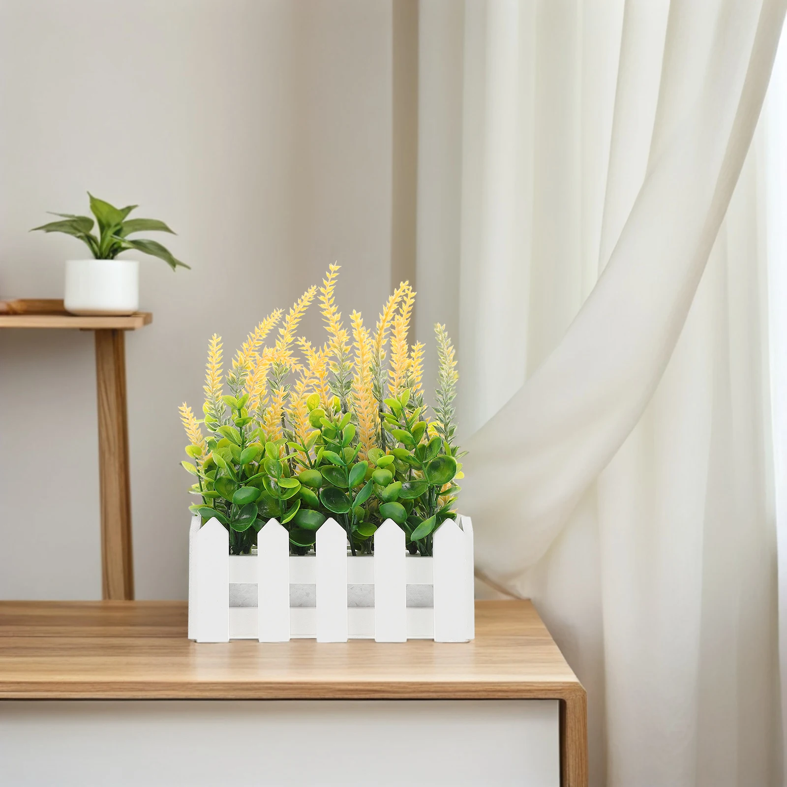 Centrotavola di piante in vaso di lavanda simulato Fiori artificiali gialli Decorazioni da tavola Piante finte Fiori in vaso finti Desktop