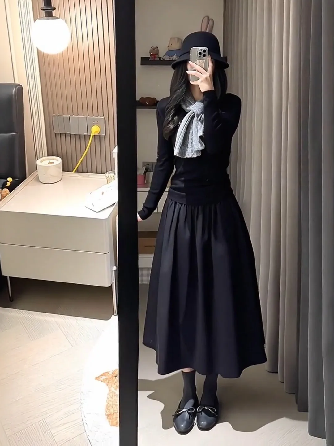 

Spring 2026 Bla A-Line Suit Skirt Flared f-length plus Size Faionable Umbrella Skirt Slimming Commute Sle Long Sve