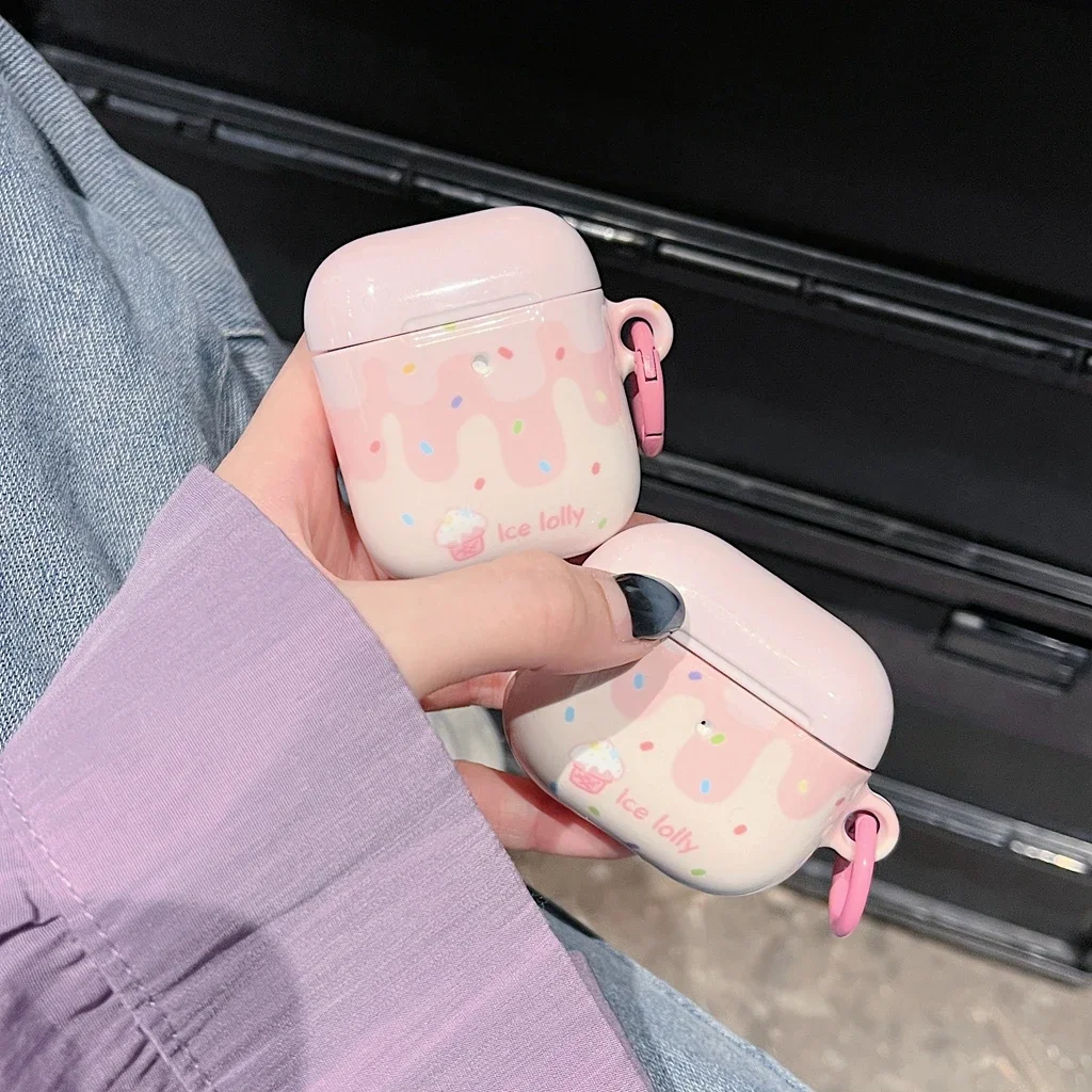 AirPods用の耐衝撃保護ケース,1, 2, 3,pro 2,サマーカバー,アイスクリームカラー,ウェーブポイント