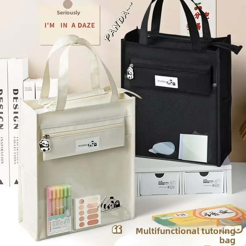 2026 Canvas Tutor Bag Oxford Cloth Zipper Style Storage Organizer for Primary School Students Simplistic Stationery Document Bag