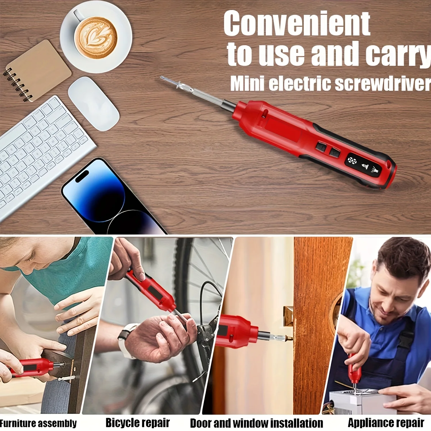 Kit de chave de fenda elétrica, chave de fenda 5 configurações de torque, chave de fenda elétrica sem fio com luz de trabalho LED, 36 pontas de chave de fenda,