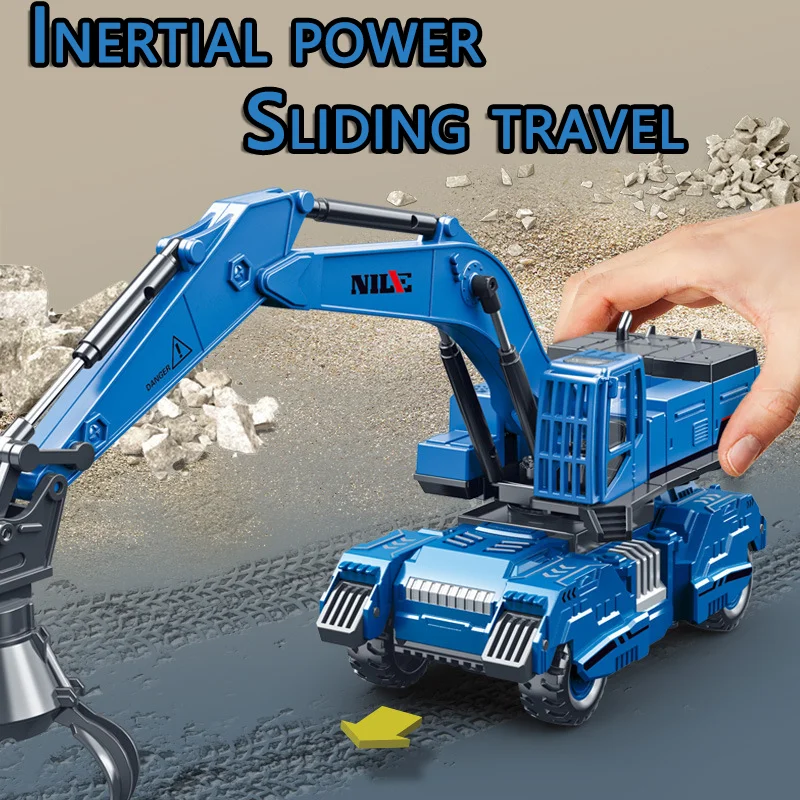 Children's eight-claw deformation 360° rotation simulation heavy-duty engineering vehicle excavator drilling rig grab model toy