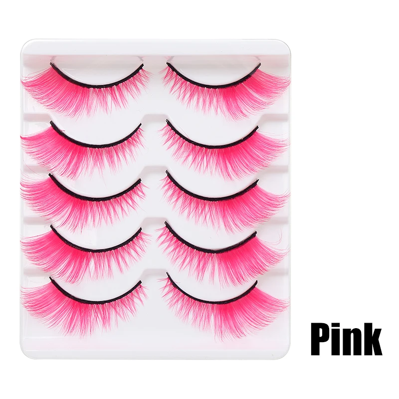 DINGSEN 1/5/10 Paar Bunte Flauschige Streifen-Wimpern Natürliche Weiche Wimpern Wispy Falsche Wimpern 3D Lockige Wimpern für Make-up – Detail 15