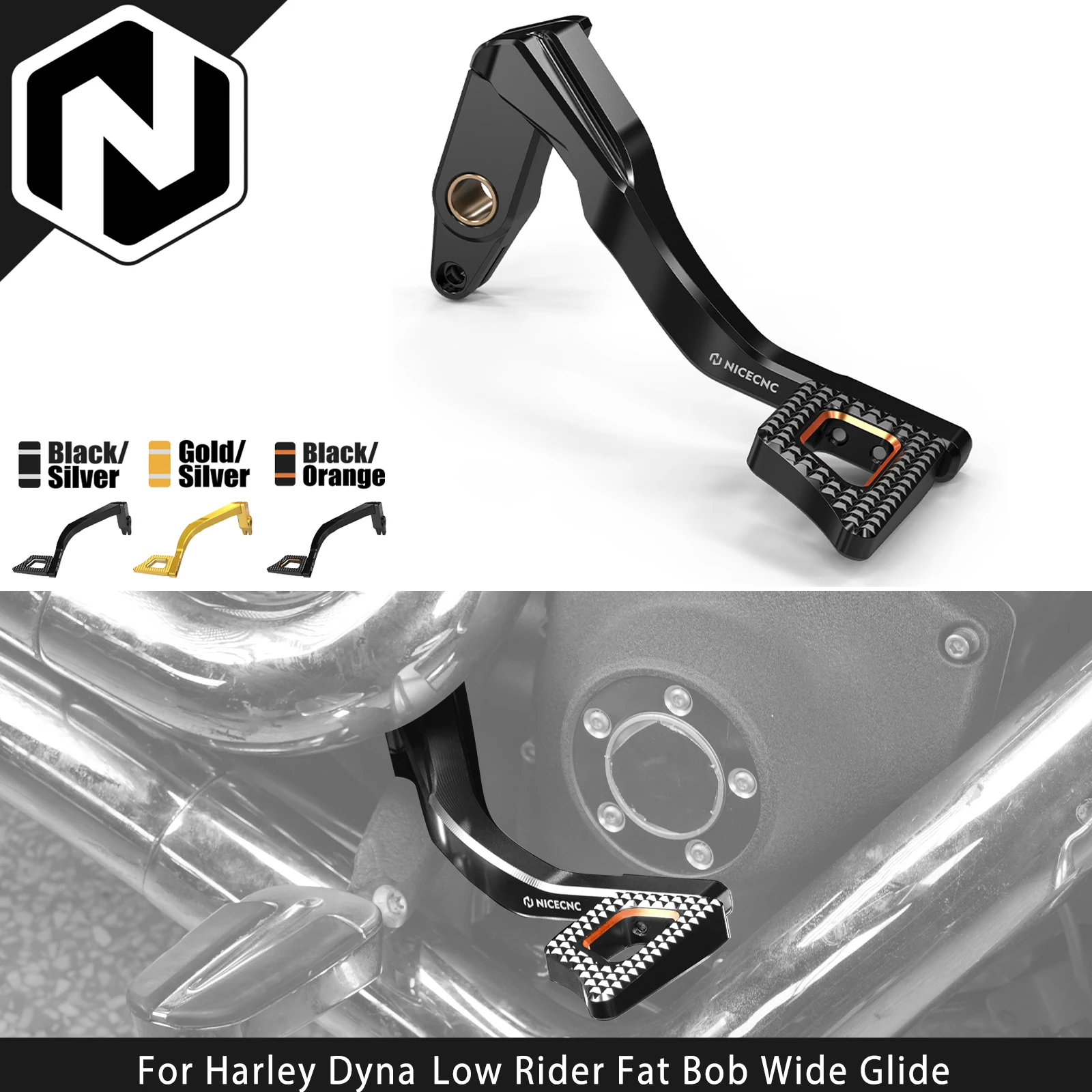 

NICECNC Dyna Rear Brake Lever Pedal Kit For Harley Dyna Wide Glide Super Glide Street Bob Fat Bob FXDF Low Rider FXDLS 2016-2017
