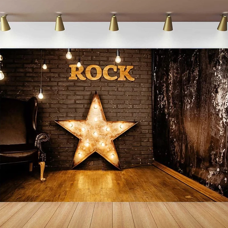 Vintage Interior Decor Photography Backdrop Rock Star Light Fashion Music Stylish Trendy Background Poster Photo Studio Banner