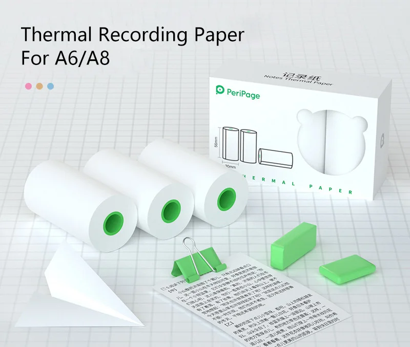 Peripage Thermal Paper 50*15mm 56*30mm  70*30mm80*30mm  110*30mm in cheap price with best quality Suitable for A6/A8