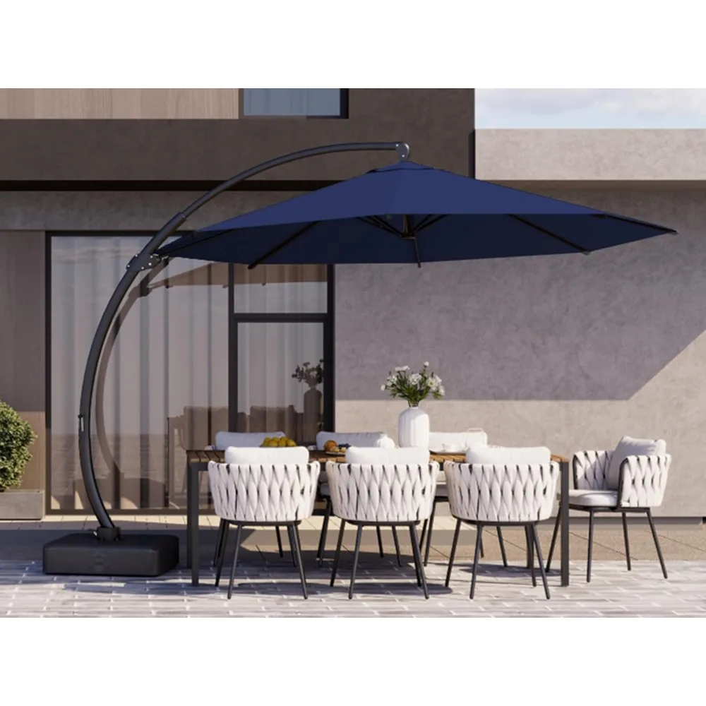 

12ft Cantilever Patio Umbrella with Base Included, Large Round Offset Outdoor Pool Umbrella, 360° Rotation, Customized