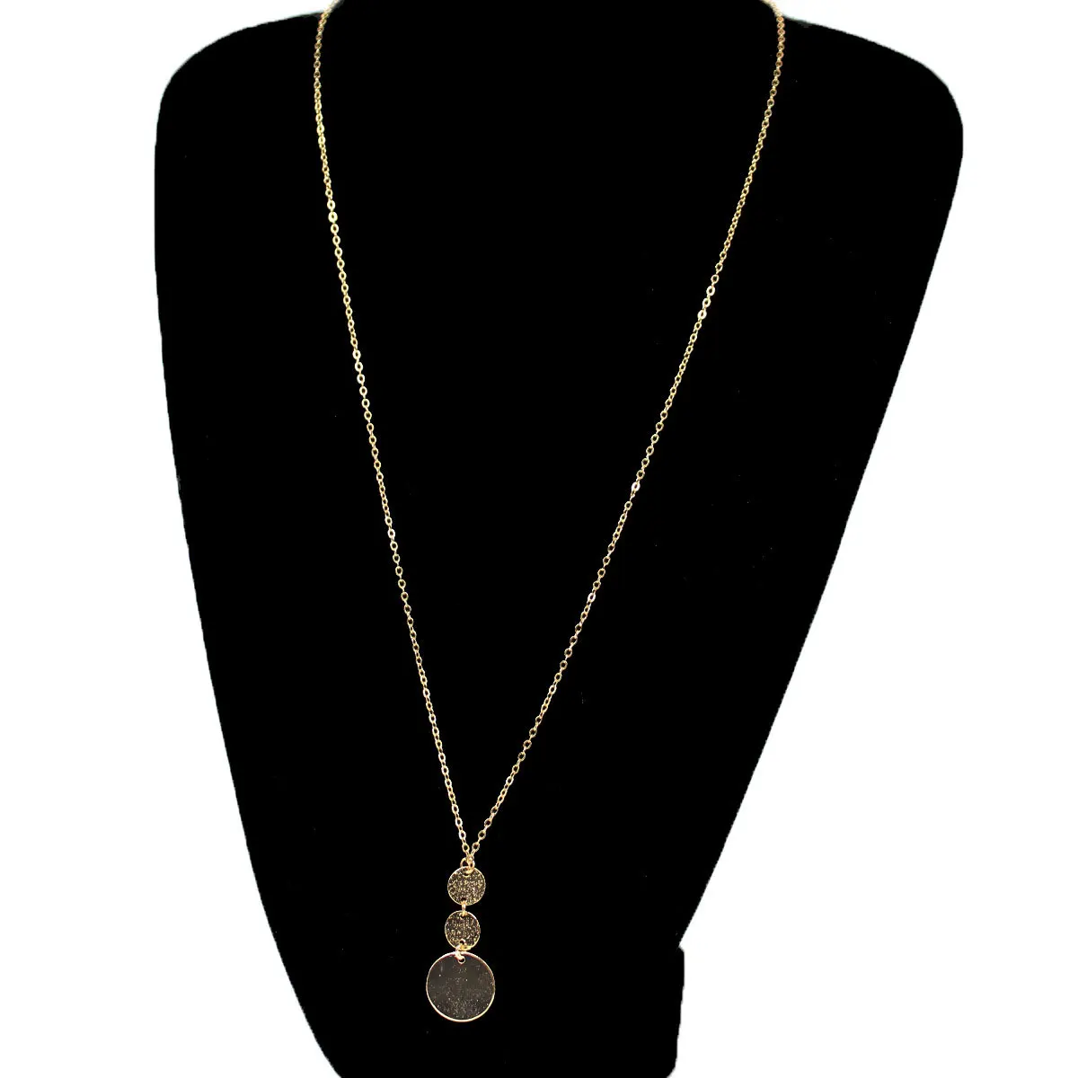Mixed Size Round Sequin Pendant Necklace Minimalist Collarbone Chain Unique Creative Jewelry for Women Standard Length