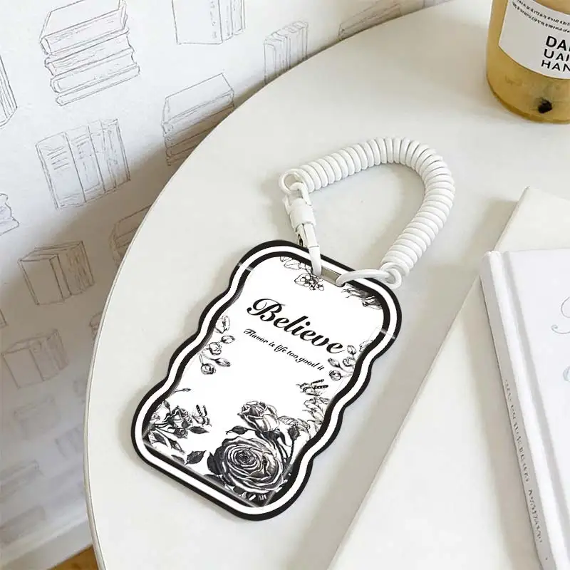 Card Protective Case for Student Bus/Meal Card Protection Case Stretchable Spring Cord Photo Protector Kpop Photocard Holder