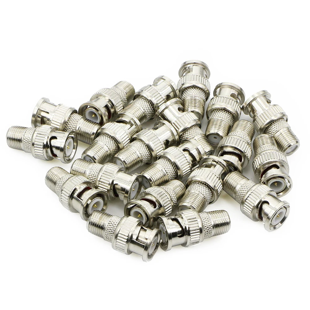 AT41 20Pcs BNC Male Plug To F Female Jack Adapter Coax Connector Coupler Adapters CCTV Camera (20PCS)