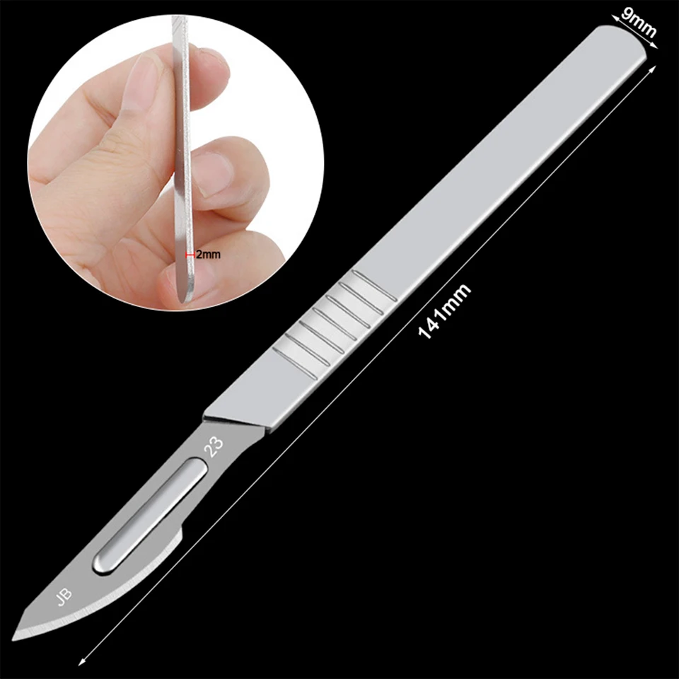 11# 23# Carbon Steel Surgical Scalpel Blades + 1pc Handle Scalpel Cutting Tool PCB Repair Animal Surgical KnifeCarbon Steel DIY