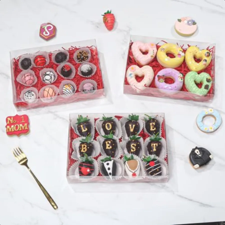 50 pcs 8x6x2 Inches Full Clear Chocolate Covered Strawberries s Cakesickle Bakery Chocolate Truffle Truffle Cakesickle Browines