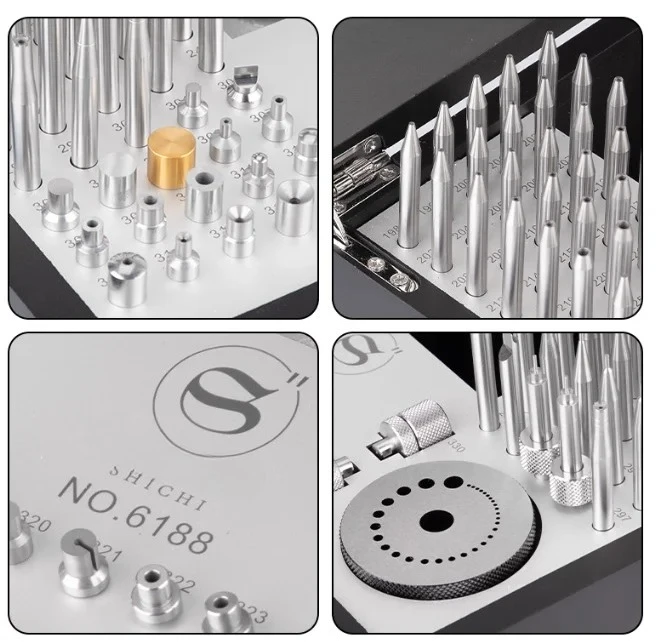 

130pcs Precision Punch Table Set Stainless Steel Watch Repair Tool for Movement Balance Wheel Balance Shaft Disassembly Assembly