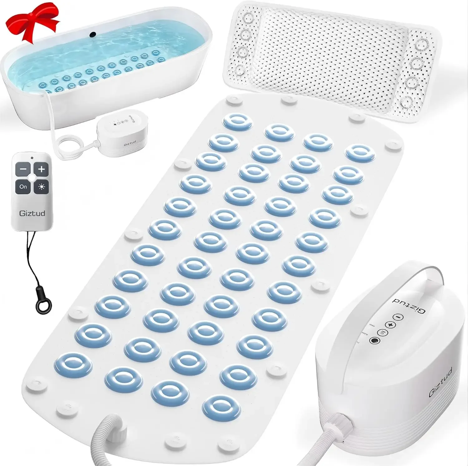 

Portable Bathtub Spa Bubble Bath Mat Warm Air Full Body Waterproof Air Mat Motorized Air Pump 6 Speed Adjustable Massage Remote