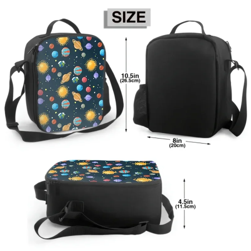 Colorful Planets In Galaxy Universe Insulated Lunch Bag for School Picnic Travel Outer Deep Space Tote Box for Kids Cooler Bag