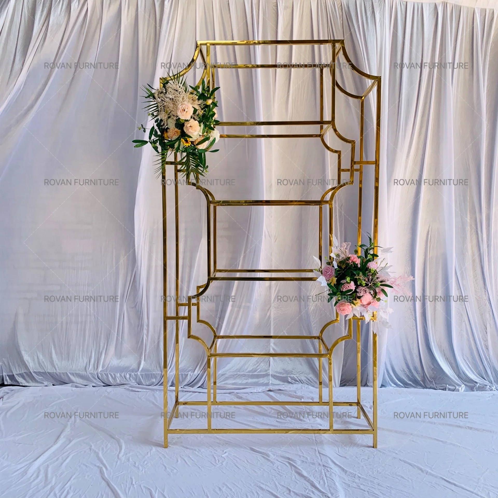 

Hot Eelling Removable High Multilayered Modern Gold Deco Etainless Eteel Wine Display Rack For Wedding Event Etackable Wine Rack